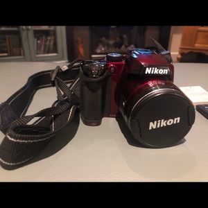 Red Nikon Coolpix P500 Camera
